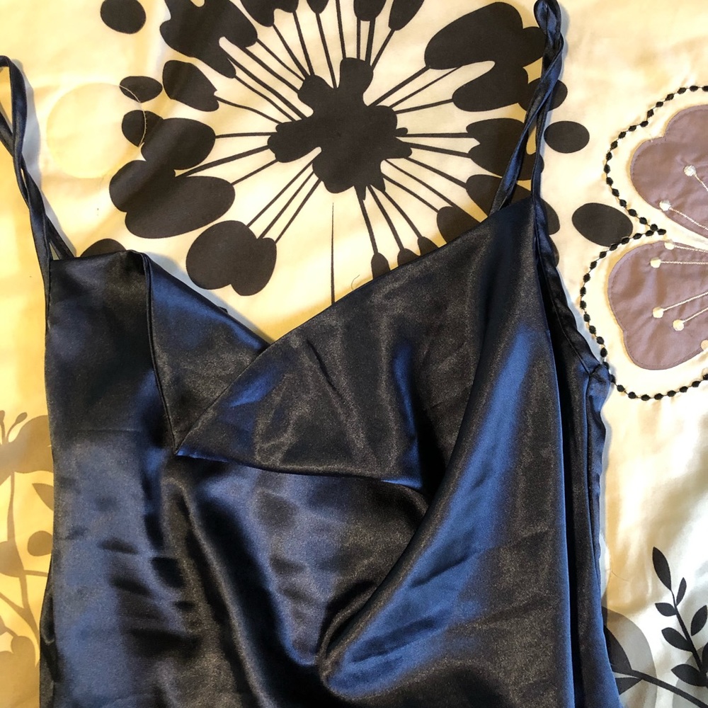 Missguided navy silk dress
